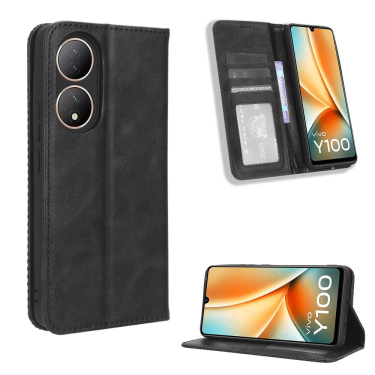 Magnetic Buckle Retro Texture Leather Phone Case, For vivo Y100 5G, For vivo Y33T / Y33s / Y21 / Y21s, For vivo Y33T 2023 V2317A
