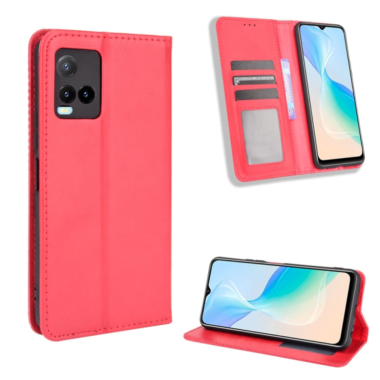 Magnetic Buckle Retro Texture Leather Phone Case, For vivo Y100 5G, For vivo Y33T / Y33s / Y21 / Y21s, For vivo Y33T 2023 V2317A