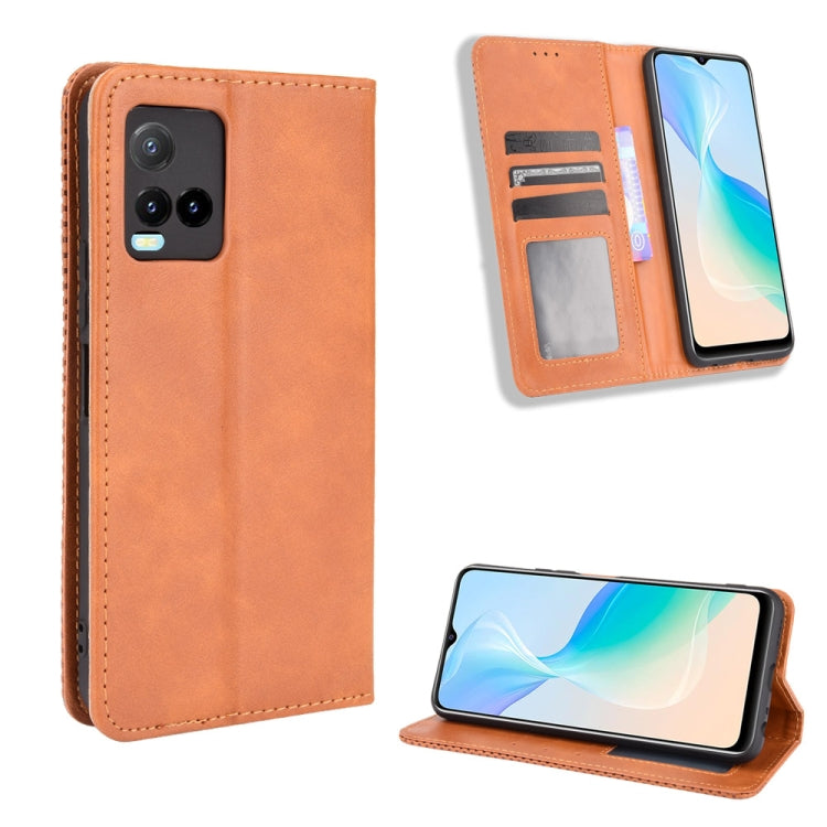 Magnetic Buckle Retro Texture Leather Phone Case, For vivo Y100 5G, For vivo Y33T / Y33s / Y21 / Y21s, For vivo Y33T 2023 V2317A