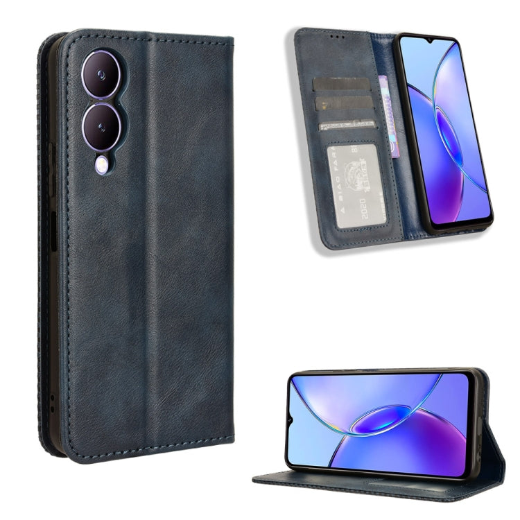 Magnetic Buckle Retro Texture Leather Phone Case, For vivo Y100 5G, For vivo Y33T / Y33s / Y21 / Y21s, For vivo Y33T 2023 V2317A
