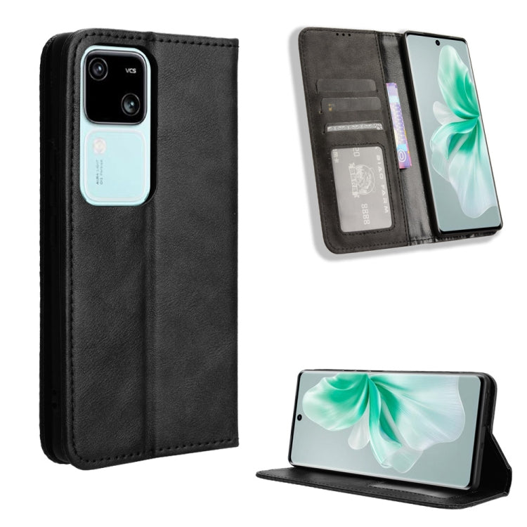 Magnetic Buckle Retro Texture Leather Phone Case, For vivo Y03 4G, For vivo Y200e 5G / Y100 5G IND, For vivo V30 5G / V30 Pro 5G, For vivo S18 5G / S18 Pro, For vivo S18e 5G, For vivo X100 Pro 5G