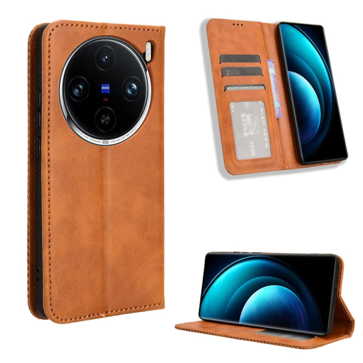 Magnetic Buckle Retro Texture Leather Phone Case, For vivo Y03 4G, For vivo Y200e 5G / Y100 5G IND, For vivo V30 5G / V30 Pro 5G, For vivo S18 5G / S18 Pro, For vivo S18e 5G, For vivo X100 Pro 5G
