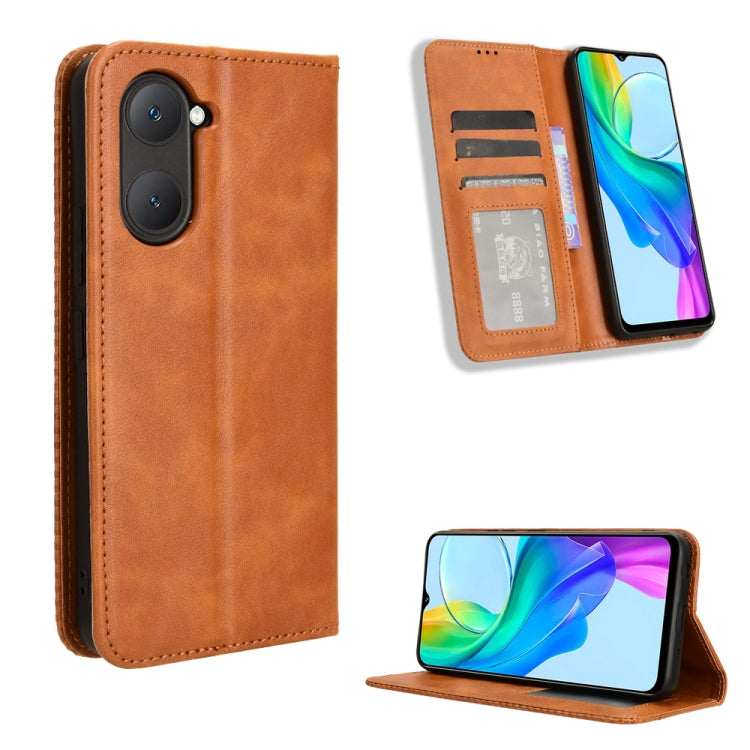 Magnetic Buckle Retro Texture Leather Phone Case, For vivo Y03 4G, For vivo Y200e 5G / Y100 5G IND, For vivo V30 5G / V30 Pro 5G, For vivo S18 5G / S18 Pro, For vivo S18e 5G, For vivo X100 Pro 5G