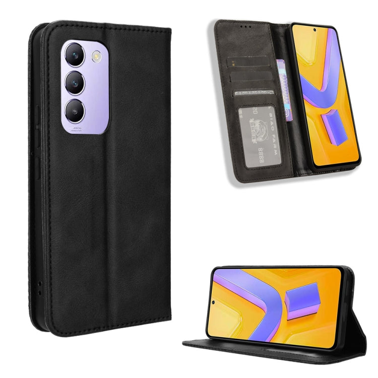 Magnetic Buckle Retro Texture Leather Phone Case, For vivo Y03 4G, For vivo Y200e 5G / Y100 5G IND, For vivo V30 5G / V30 Pro 5G, For vivo S18 5G / S18 Pro, For vivo S18e 5G, For vivo X100 Pro 5G