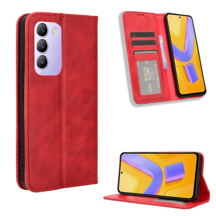 Magnetic Buckle Retro Texture Leather Phone Case, For vivo Y03 4G, For vivo Y200e 5G / Y100 5G IND, For vivo V30 5G / V30 Pro 5G, For vivo S18 5G / S18 Pro, For vivo S18e 5G, For vivo X100 Pro 5G