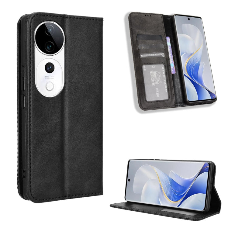 Magnetic Buckle Retro Texture Leather Phone Case, For vivo Y58 5G, For vivo S19 Pro 5G / V40 5G, For vivo S19 5G, For vivo Y28 4G, For vivo X100 Ultra 5G, For vivo Y38 5G / Y200i 5G