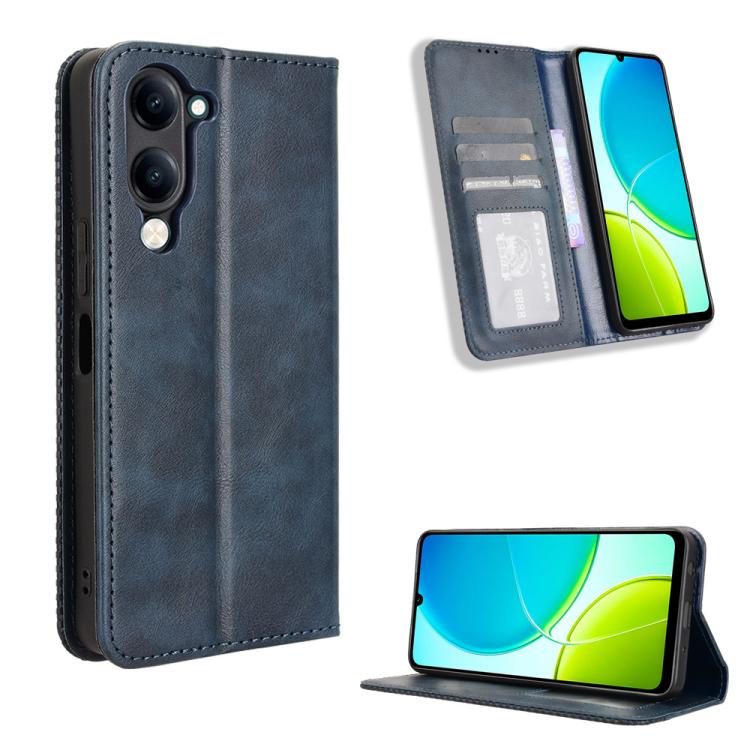 Magnetic Buckle Retro Texture Leather Phone Case, For vivo Y39 5G / Y300i, For vivo Y29 4G / T4x 5G, For vivo Y04 4G / Y29s 5G, For vivo V50 5G, For vivo Y19s 4G, For vivo X200 5G