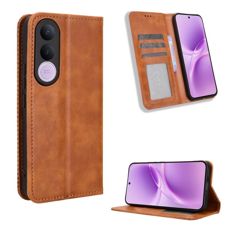 Magnetic Buckle Retro Texture Leather Phone Case, For vivo Y21 5G / Y05 4G, For vivo V70 FE 5G, For vivo V70 5G / V70 Elite 5G, For vivo iQOO Z11 Turbo 5G / 15R 5G, For vivo Y31d 4G / Y500i 5G, For vivo Y500 Pro 5G