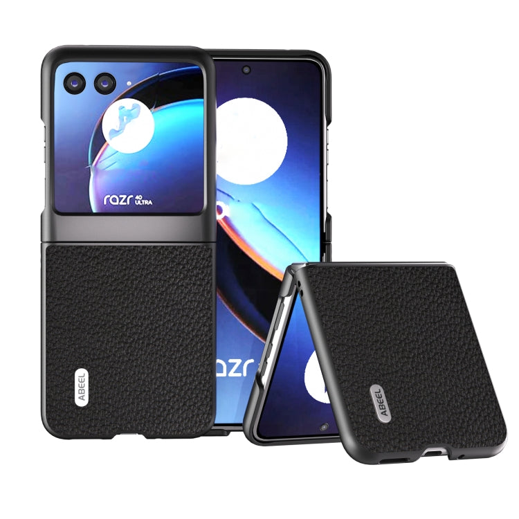 ABEEL Genuine Leather Litchi Texture Phone Case, For Motorola Razr 40, For Motorola Razr 40 Ultra Mobile Accessories - APEXEL INDIA - Mobile Lens - Mobile Camera Lens - Cellphone Accessories - Phone Lens - Smartphone Lens