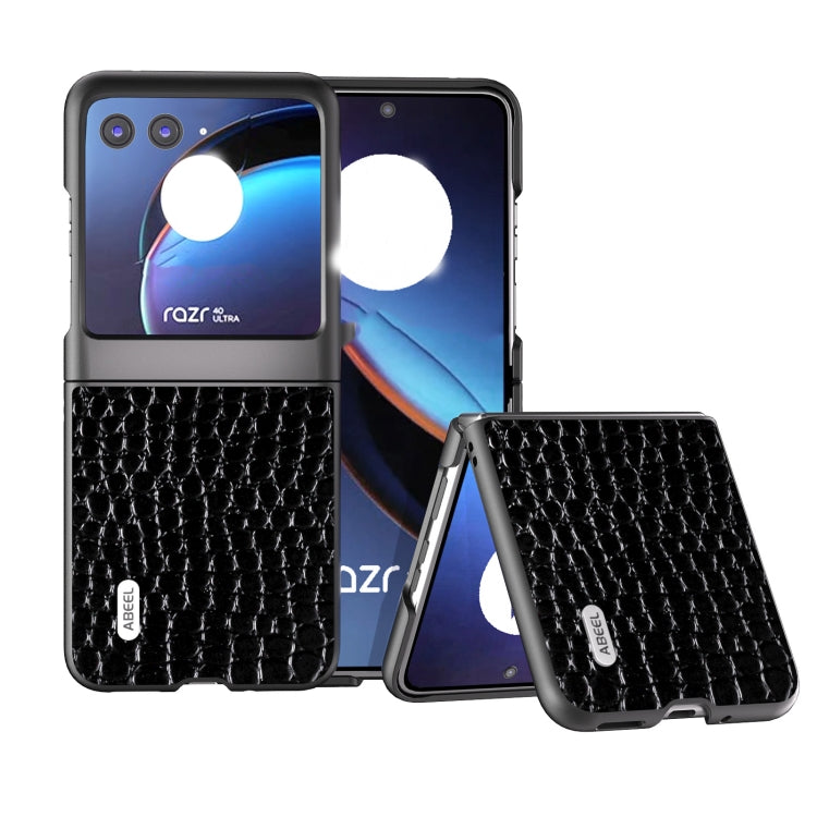 ABEEL Genuine Leather Crocodile Pattern Black Edge Phone Case, For Motorola Razr 50 Ultra, For Motorola Razr 50, For Motorola Razr 40 Ultra engabe3730 Mobile Accessories - APEXEL INDIA - Mobile Lens - Mobile Camera Lens - Cellphone Accessories - Phone Lens - Smartphone Lens
