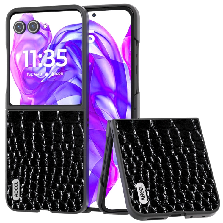 ABEEL Genuine Leather Crocodile Pattern Black Edge Phone Case, For Motorola Razr 50 Ultra, For Motorola Razr 50, For Motorola Razr 40 Ultra engabe3730 Mobile Accessories - APEXEL INDIA - Mobile Lens - Mobile Camera Lens - Cellphone Accessories - Phone Lens - Smartphone Lens
