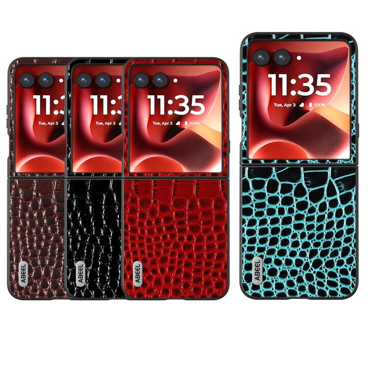ABEEL Genuine Leather Crocodile Pattern Black Edge Phone Case, For Motorola Razr 60 Ultra, For Motorola Razr 50 Ultra, For Motorola Razr 50, For Motorola Razr 40 Ultra Mobile Accessories - APEXEL INDIA - Mobile Lens - Mobile Camera Lens - Cellphone Accessories - Phone Lens - Smartphone Lens