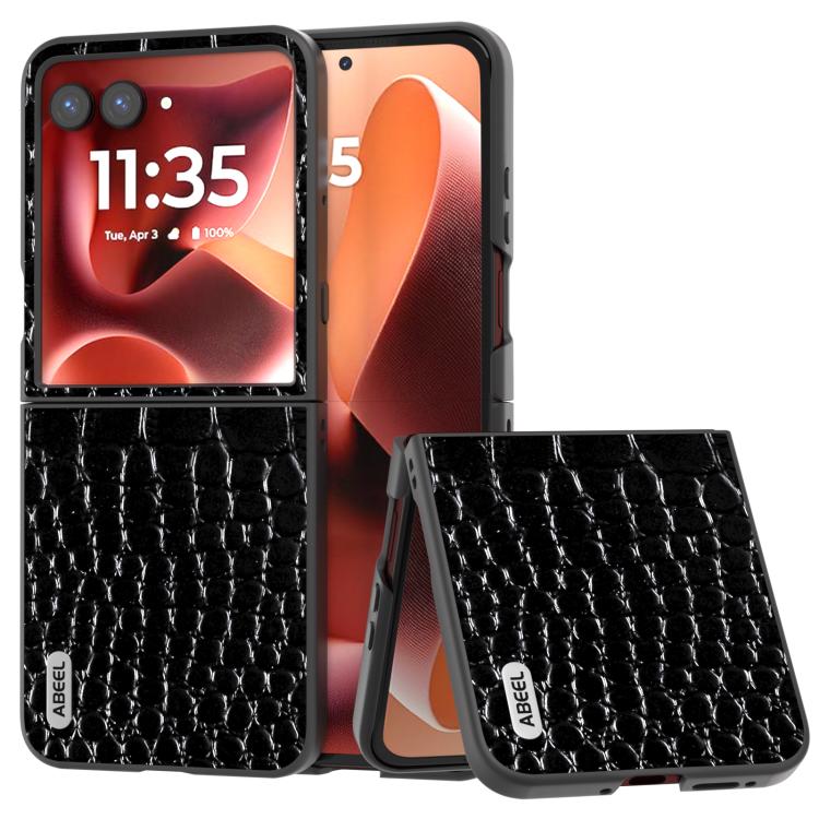 ABEEL Genuine Leather Crocodile Pattern Black Edge Phone Case, For Motorola Razr 60 Ultra, For Motorola Razr 50 Ultra, For Motorola Razr 50, For Motorola Razr 40 Ultra Mobile Accessories - APEXEL INDIA - Mobile Lens - Mobile Camera Lens - Cellphone Accessories - Phone Lens - Smartphone Lens