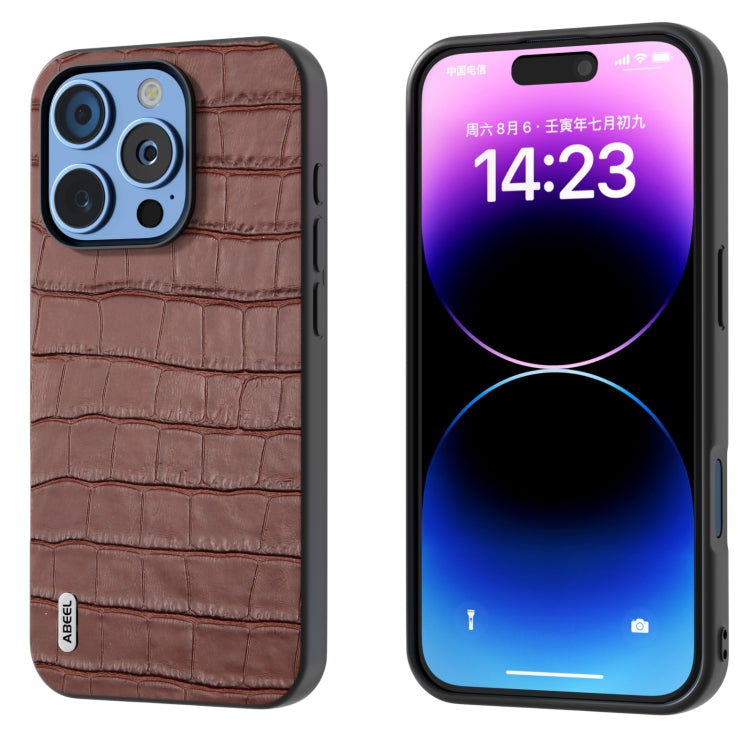 ABEEL Crocodile Texture Genuine Leather Phone Case, For iPhone 16 Pro Max, For iPhone 16 Pro, For iPhone 16 Plus, For iPhone 16, For iPhone 15 Pro Max, For iPhone 15 Pro Apple Accessories - APEXEL INDIA - Mobile Lens - Mobile Camera Lens - Cellphone Accessories - Phone Lens - Smartphone Lens