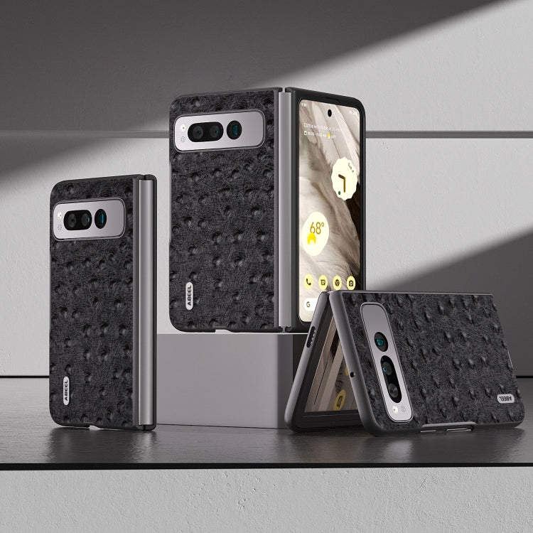 ABEEL Genuine Leather Ostrich Texture Phone Case, For Google Pixel 9 Pro Fold, For Google Pixel Fold Mobile Accessories - APEXEL INDIA - Mobile Lens - Mobile Camera Lens - Cellphone Accessories - Phone Lens - Smartphone Lens