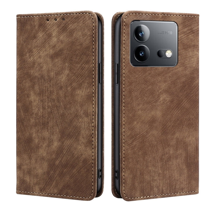 RFID Anti-theft Brush Magnetic Leather Phone Case, For vivo V29e 5G, For vivo Y35+ 5G, For vivo S17 5G / S17 Pro 5G, For vivo iQOO Neo 8 / 8 Pro 5G