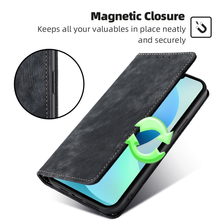 RFID Anti-theft Brush Magnetic Leather Phone Case, For vivo Y78 5G, For vivo Y27 4G