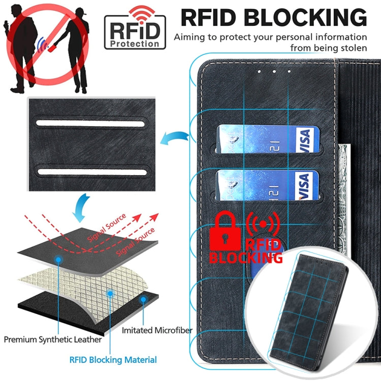 RFID Anti-theft Brush Magnetic Leather Phone Case, For vivo Y78 5G, For vivo Y27 4G