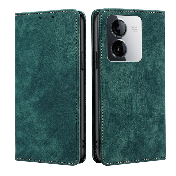 RFID Anti-theft Brush Magnetic Leather Phone Case, For vivo iQOO Z9 Turbo, For vivo Y03 4G, For vivo Y100 5G IDN, For vivo Y78T 5G / iQOO Z8x 5G