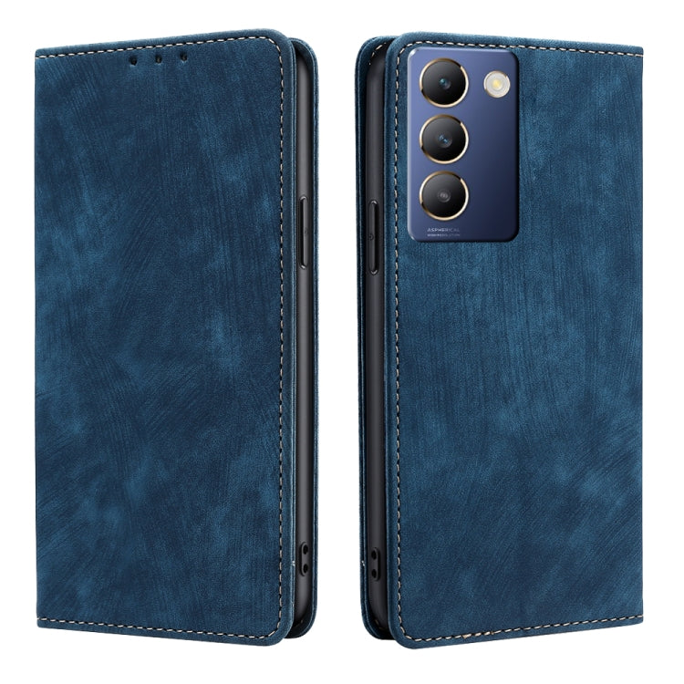 RFID Anti-theft Brush Magnetic Leather Phone Case, For vivo iQOO Z9 Turbo, For vivo Y03 4G, For vivo Y100 5G IDN, For vivo Y78T 5G / iQOO Z8x 5G