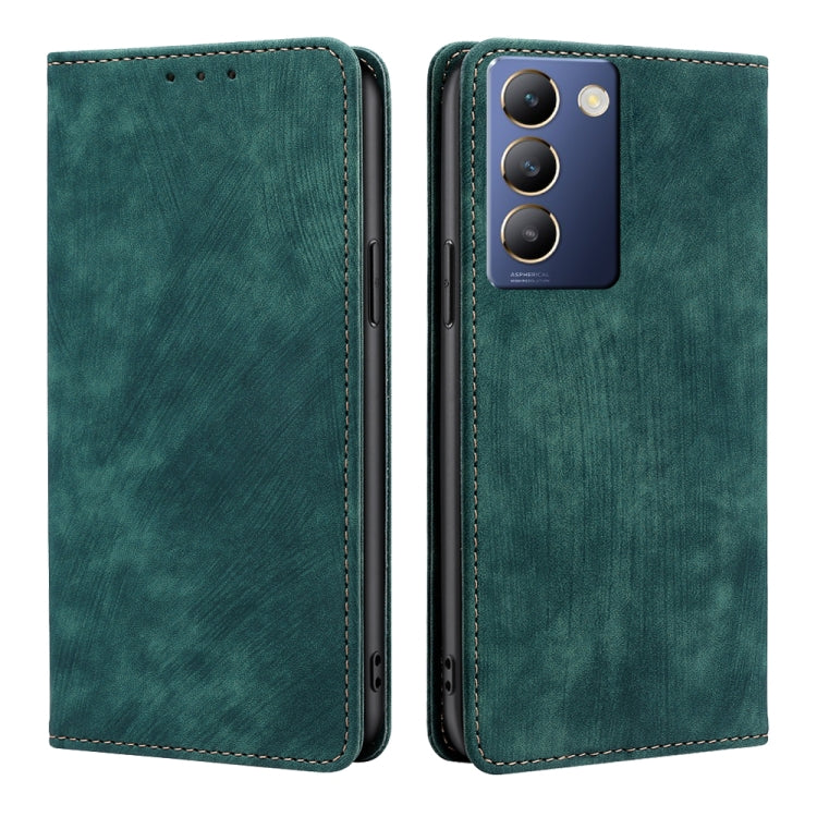 RFID Anti-theft Brush Magnetic Leather Phone Case, For vivo iQOO Z9 Turbo, For vivo Y03 4G, For vivo Y100 5G IDN, For vivo Y78T 5G / iQOO Z8x 5G
