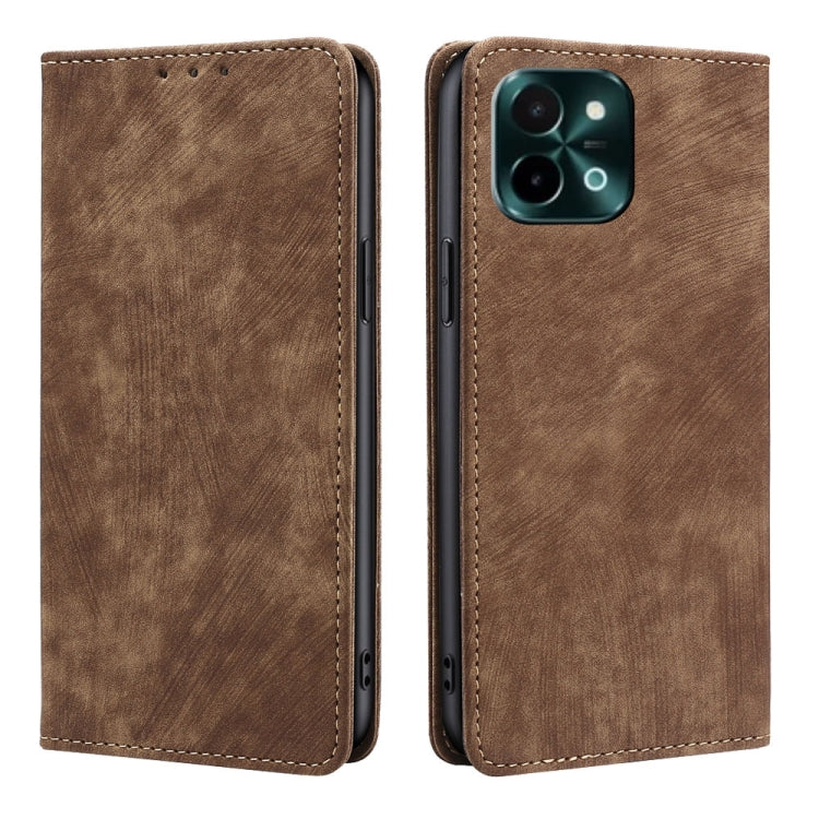 RFID Anti-theft Brush Magnetic Leather Phone Case, For vivo X200 Pro 5G, For vivo S19 Pro, For vivo S19, For vivo Y28 4G
