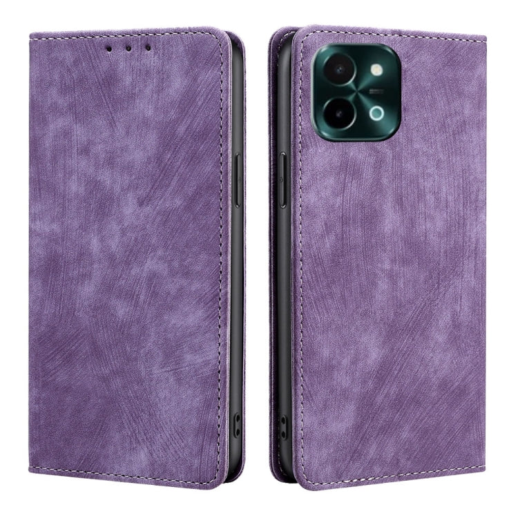 RFID Anti-theft Brush Magnetic Leather Phone Case, For vivo X200 Pro 5G, For vivo S19 Pro, For vivo S19, For vivo Y28 4G