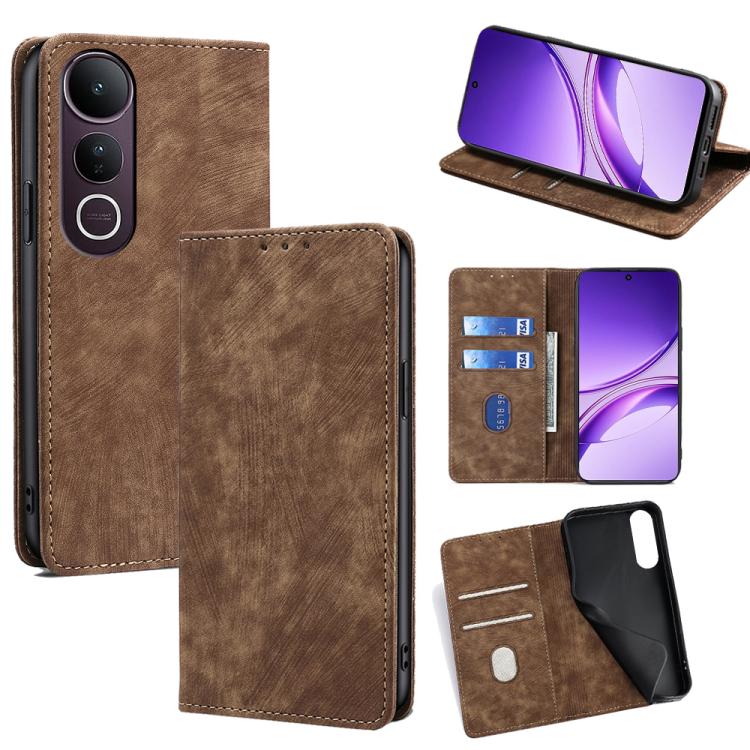 RFID Anti-theft Brush Magnetic Leather Phone Case, For vivo V50 Lite 5G, For vivo Y29s 5G / Y04 4G, For vivo Y29 4G Global, For vivo V50 5G