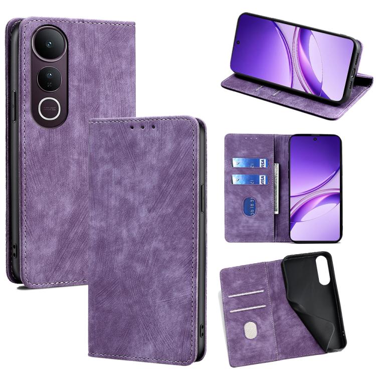 RFID Anti-theft Brush Magnetic Leather Phone Case, For vivo V50 Lite 5G, For vivo Y29s 5G / Y04 4G, For vivo Y29 4G Global, For vivo V50 5G