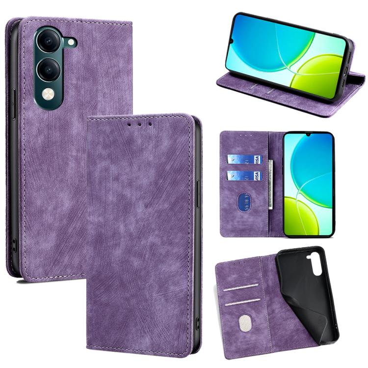 RFID Anti-theft Brush Magnetic Leather Phone Case, For vivo V50 Lite 5G, For vivo Y29s 5G / Y04 4G, For vivo Y29 4G Global, For vivo V50 5G