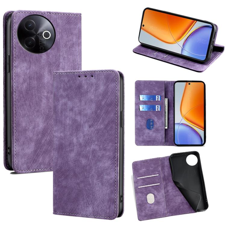 RFID Anti-theft Brush Magnetic Leather Phone Case, For vivo V60 Lite 5G Global, For vivo V60 5G Global, For vivo X200s 5G, For vivo Y39 5G Global