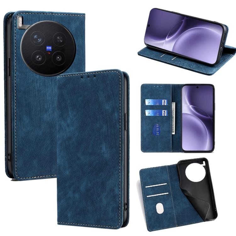 RFID Anti-theft Brush Magnetic Leather Phone Case, For vivo S50 5G, For vivo X300 Pro 5G, For vivo X300 5G, For vivo Y31 5G 2025