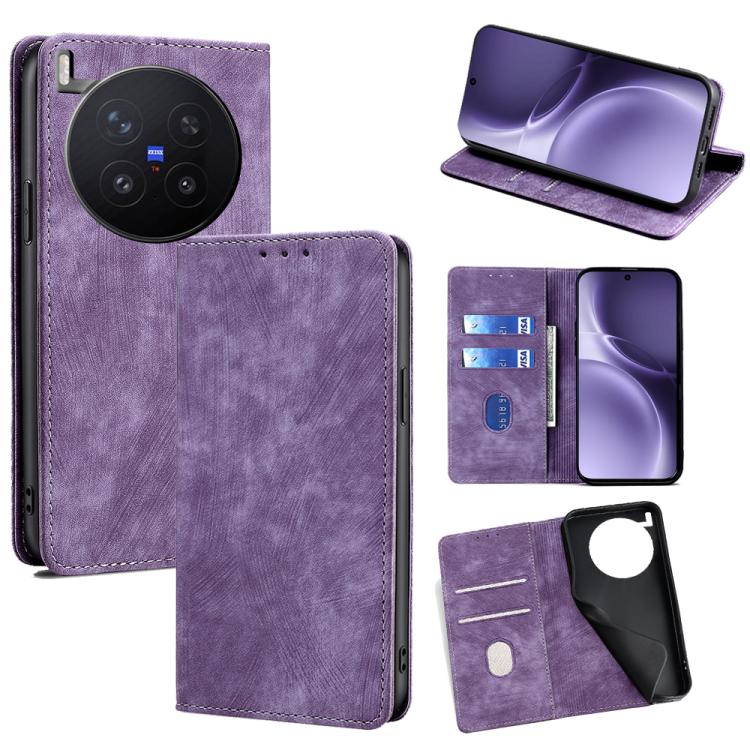 RFID Anti-theft Brush Magnetic Leather Phone Case, For vivo S50 5G, For vivo X300 Pro 5G, For vivo X300 5G, For vivo Y31 5G 2025