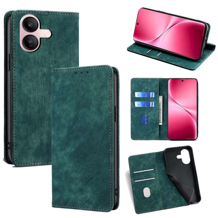 RFID Anti-theft Brush Magnetic Leather Phone Case, For vivo V60 Lite 5G Global, For vivo V60 5G Global, For vivo X200s 5G, For vivo Y39 5G Global