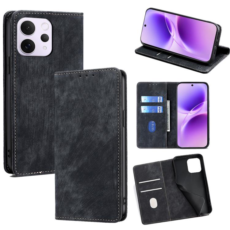 RFID Anti-theft Brush Magnetic Leather Phone Case, For vivo S50 5G, For vivo X300 Pro 5G, For vivo X300 5G, For vivo Y31 5G 2025