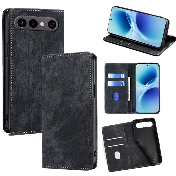 RFID Anti-theft Brush Magnetic Leather Phone Case, For vivo V70 FE 5G, For vivo Y05 4G, For vivo Y500i 5G, For vivo S50 Pro mini 5G