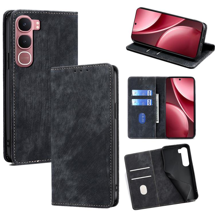 RFID Anti-theft Brush Magnetic Leather Phone Case, For vivo S50 5G, For vivo X300 Pro 5G, For vivo X300 5G, For vivo Y31 5G 2025