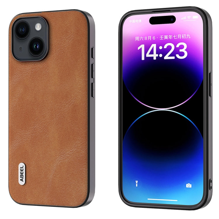 ABEEL Cowhide Texture PU Phone Case, For iPhone 15 Pro Max, For iPhone 15 Plus, For iPhone 15, For iPhone 15 Pro