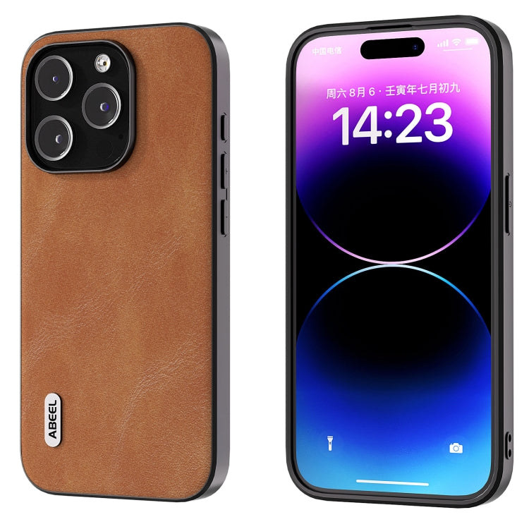 ABEEL Cowhide Texture PU Phone Case, For iPhone 15 Pro Max, For iPhone 15 Plus, For iPhone 15, For iPhone 15 Pro