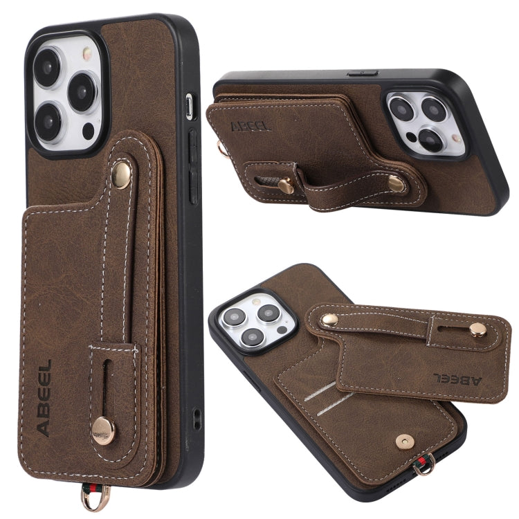 ABEEL Litchi Texture Card Bag PU Phone Case, For iPhone 14 Pro, For iPhone 14 Pro Max