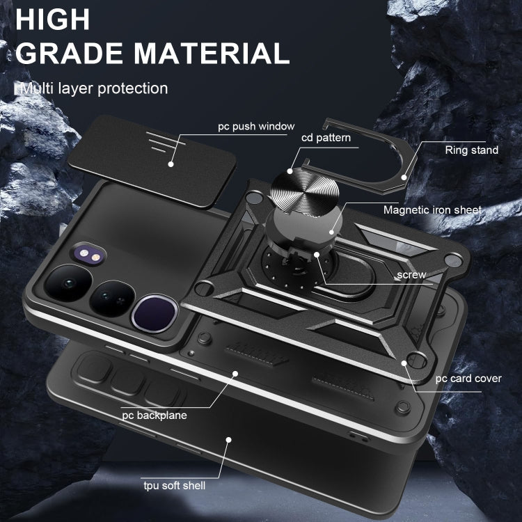 Sliding Camera Cover Design TPU+PC Phone Case, For vivo V40 Lite 5G IDN, For vivo Y300 Pro Global, For vivo iQOO Z9s Pro 5G India