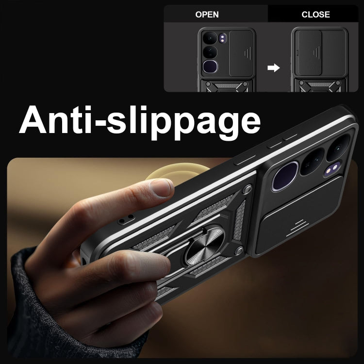 Sliding Camera Cover Design TPU+PC Phone Case, For vivo V40 Lite 5G IDN, For vivo Y300 Pro Global, For vivo iQOO Z9s Pro 5G India