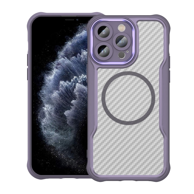 Carbon Fiber Texture MagSafe Translucent Phone Case, For iPhone 11 Pro