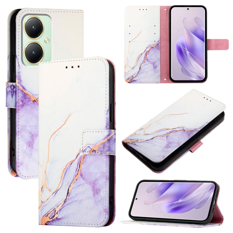 PT003 Marble Pattern Flip Leather Phone Case, For vivo Y27 4G Global