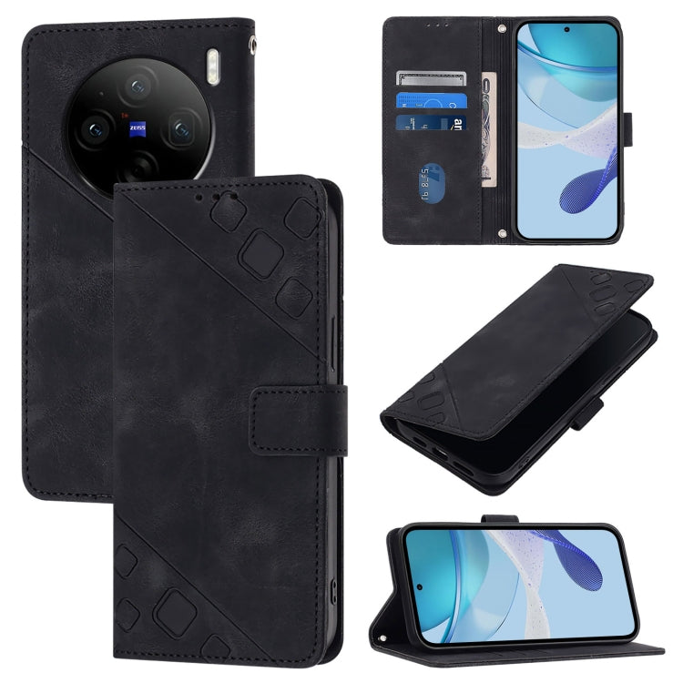 Skin Feel Embossed Leather Phone Case, For vivo Y28 4G, For vivo X100s 5G, For vivo Y38 5G, For vivo V30e 5G Global