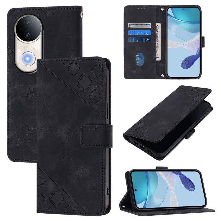 Skin Feel Embossed Leather Phone Case, For vivo Y29S 5G / Y04 4G Global, For vivo Y29 4G Global, For vivo V50 5G Global, For vivo S20 5G