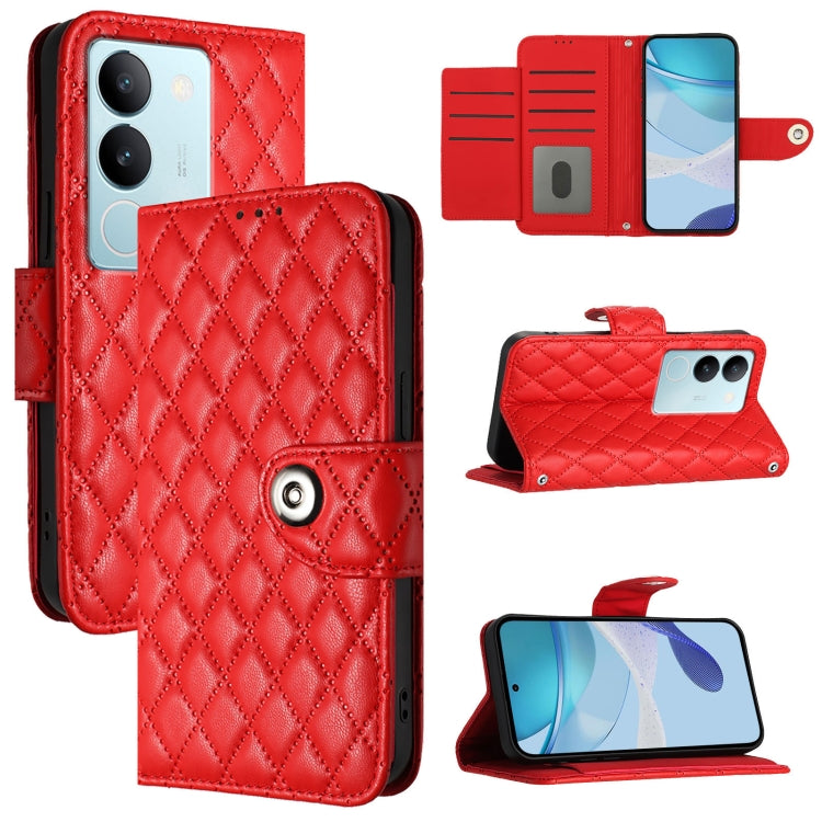 Rhombic Texture Flip Leather Phone Case with Lanyard, For vivo Y27 5G / Y27s, For vivo V29 / V29 Pro, For vivo Y17s 4G / Y17s 5G India, For vivo Y02A / Y02 / Y11 2023 / Y02t