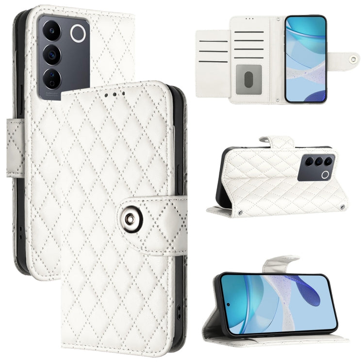 Rhombic Texture Flip Leather Phone Case with Lanyard, For vivo V27e / T2, For vivo Y72 5G / iQOO Z3 / Y52 5G, For vivo Y35 4G / Y22s / Y22, For vivo Y77 / Y77e