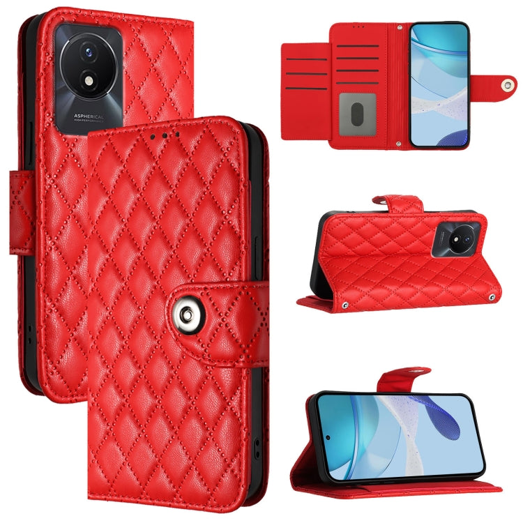Rhombic Texture Flip Leather Phone Case with Lanyard, For vivo Y27 5G / Y27s, For vivo V29 / V29 Pro, For vivo Y17s 4G / Y17s 5G India, For vivo Y02A / Y02 / Y11 2023 / Y02t