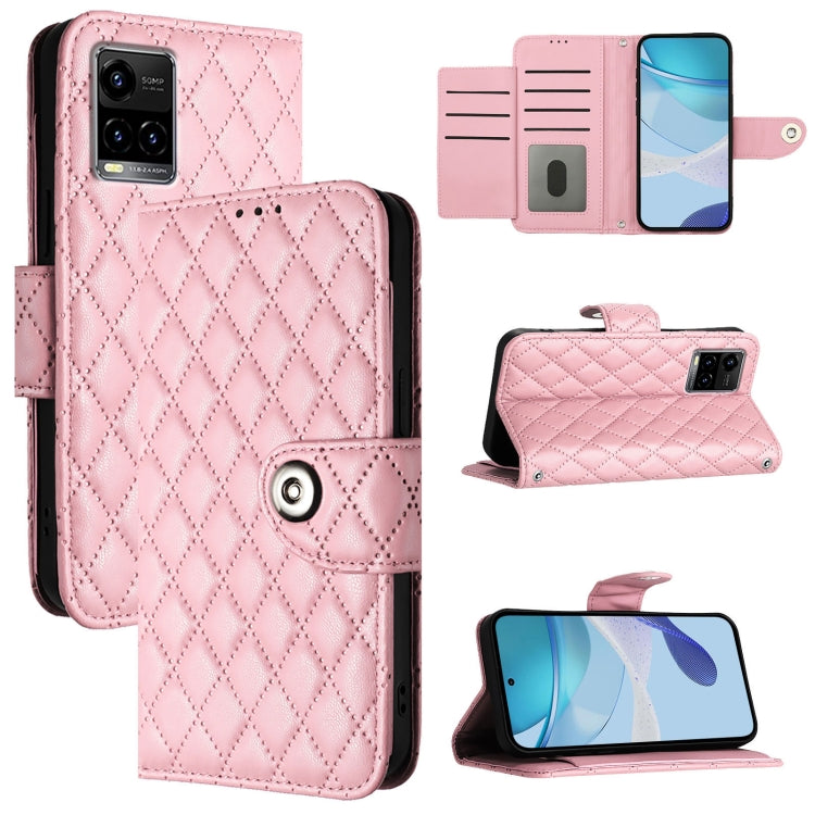 Rhombic Texture Flip Leather Phone Case with Lanyard, For vivo Y55s 2023 / Y55 5G / Y75 5G, For vivo T1 5G / iQOO U5e, For vivo Y30 5G / Y33e, For vivo Y33s 4G / Y21 2021 / Y21s